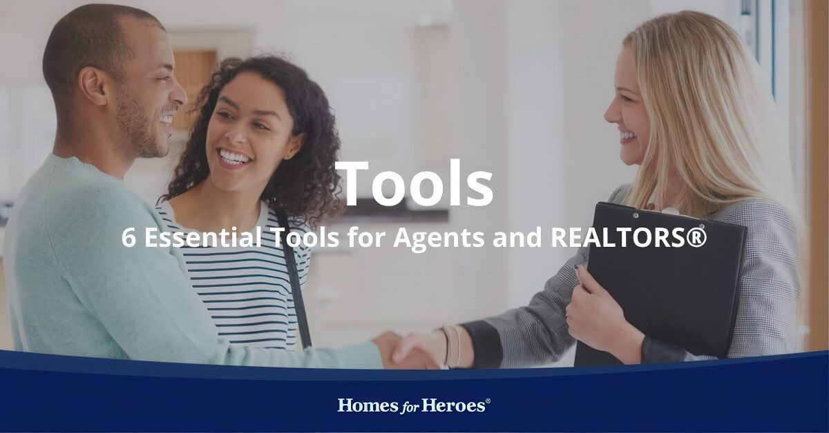 real estate agent shaking client hand during couples house showing Homes for Heroes